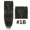 Clip-In Straight Human Hair Extensions 120g 8-Piece 10A Brazilian Remy Virgin Hair – Natural Black, 16–26 in (40–66 cm)