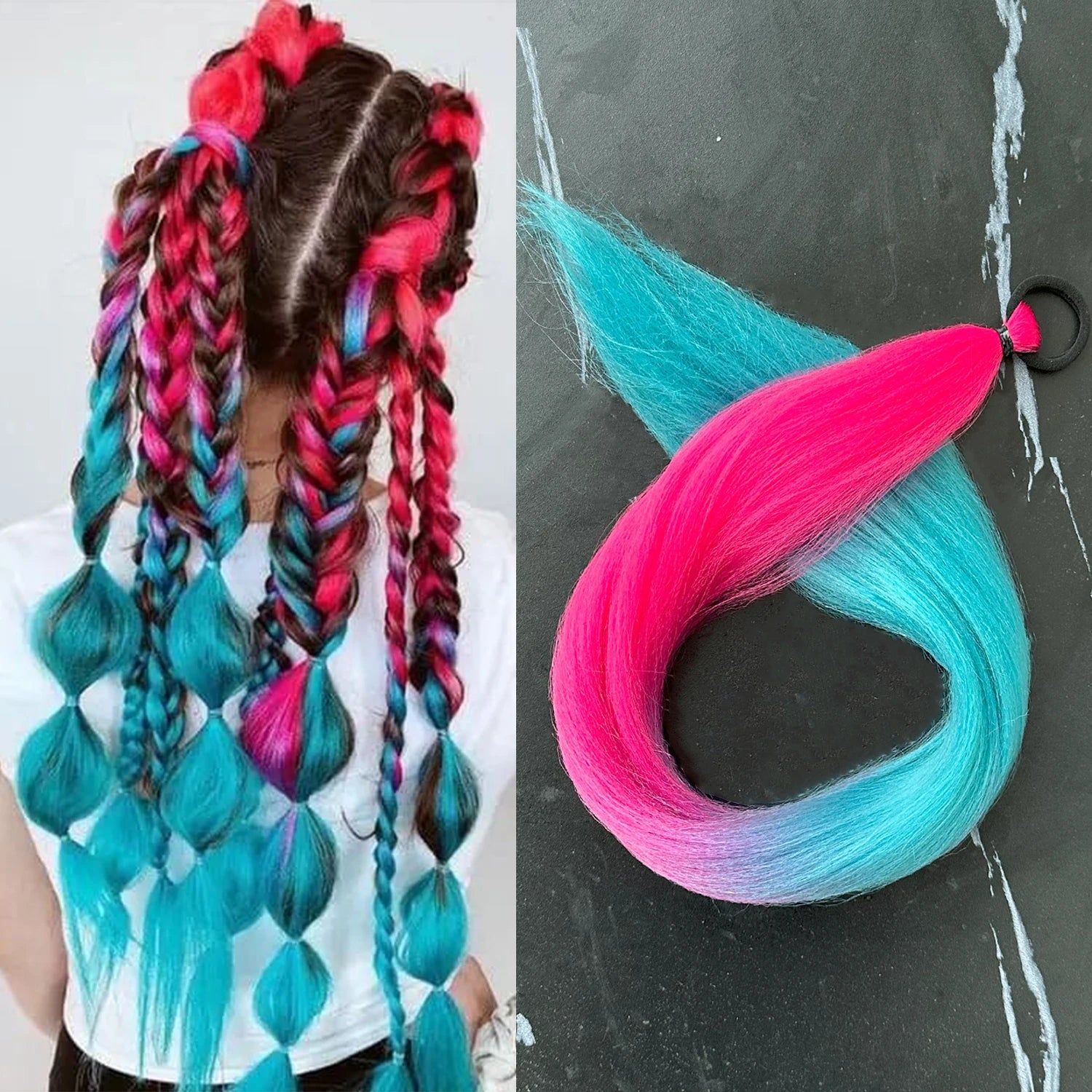 28-Inch (71 cm) Purple Synthetic Straight Braided Ponytail Extension with Elastic Band for Women – Halloween Cosplay