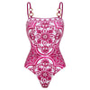 Women's Long Sleeve Majolica Print Bikini Set with High-Waist Skirt - Wire-Free Padded Beach Swimsuit