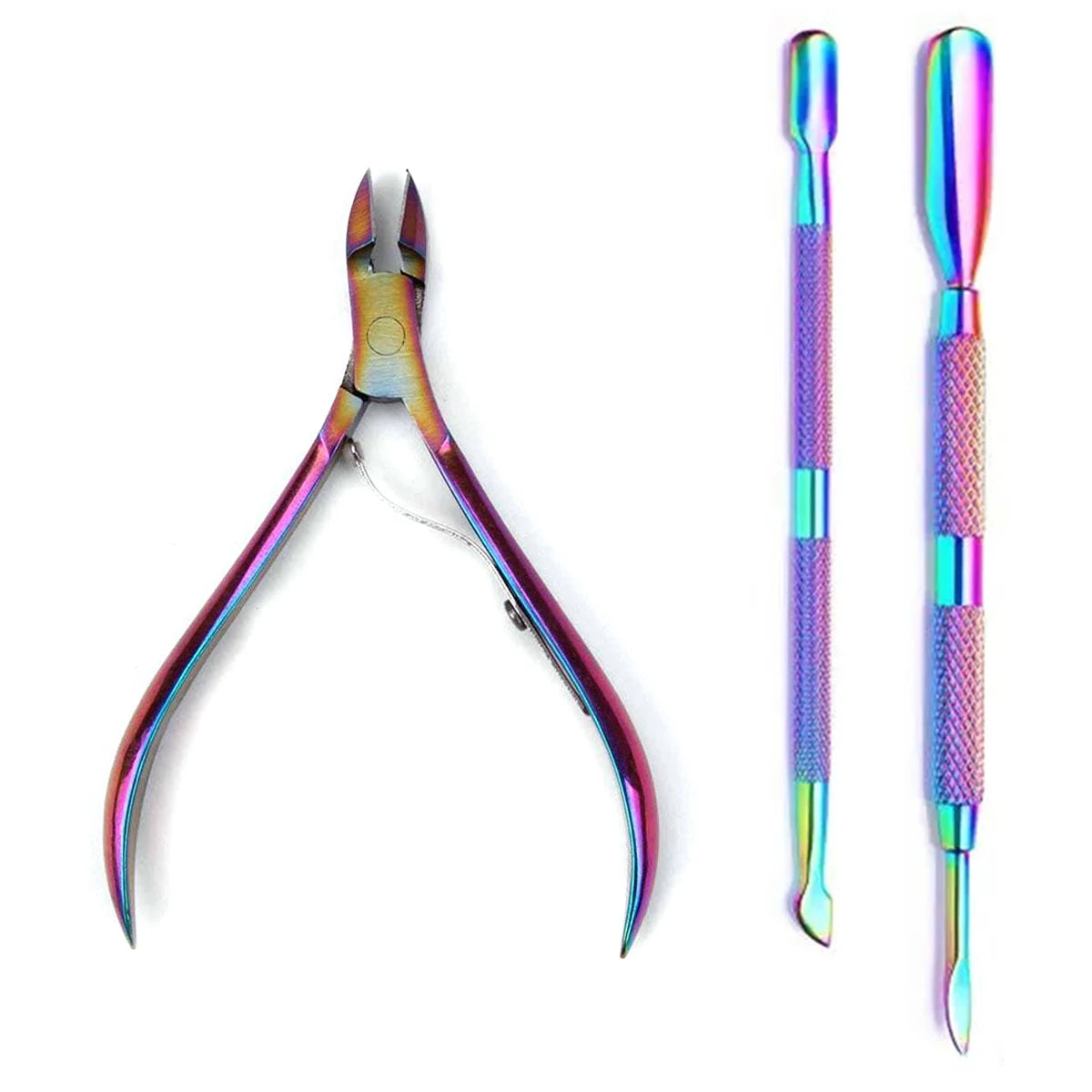 4-Piece Professional Stainless Steel Manicure Kit - Nail Clippers, Scissors, Nippers & Cuticle Pusher