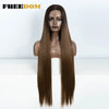 38-Inch (96.5 cm) Straight Synthetic Lace Front Wig – 13x6 Deep Part Ombre Brown-Red-Blonde Highlights for Women, Cosplay