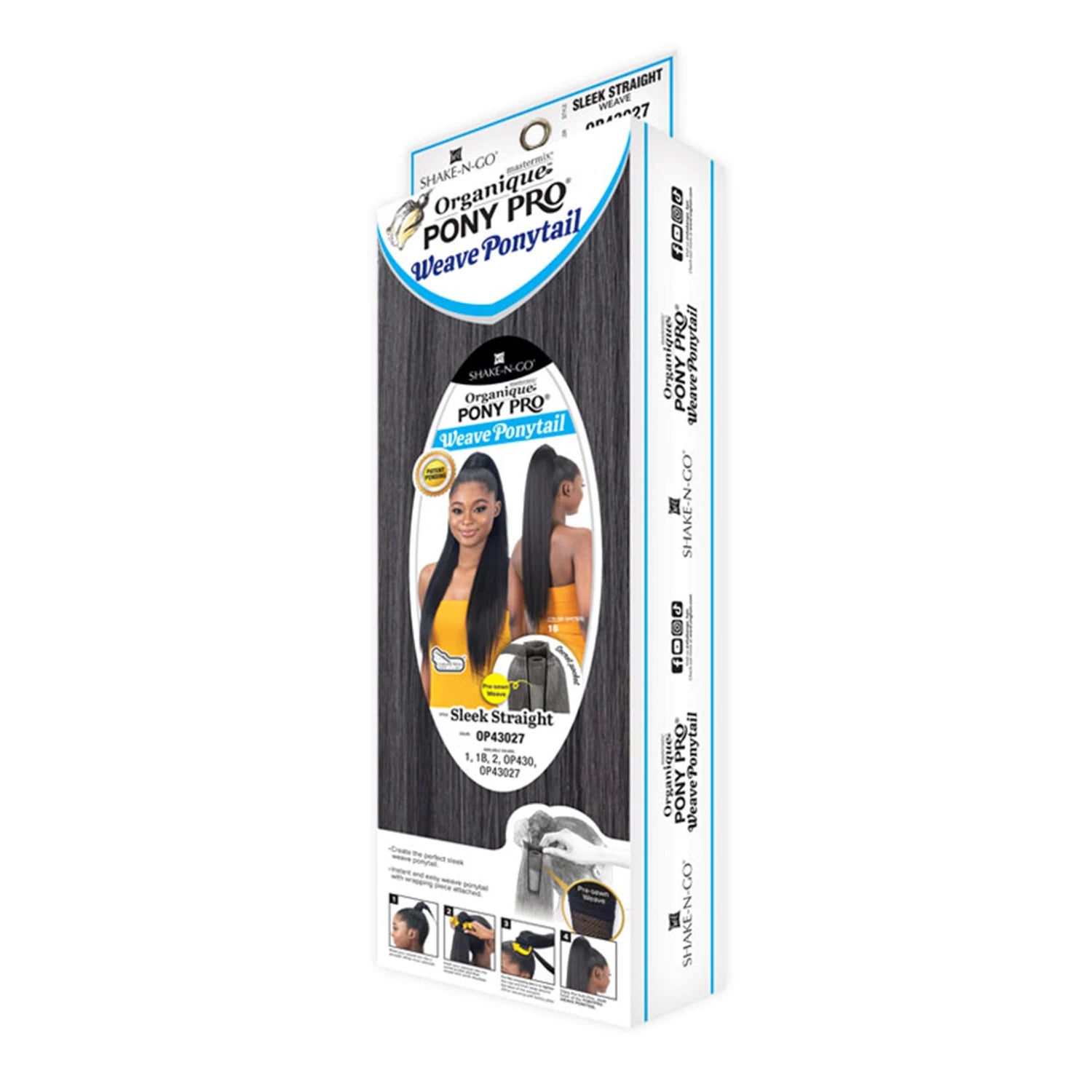 Shake-N-Go Organique Pony Pro Sleek Straight Synthetic Ponytail with Secret Pocket - Pre-Sewn Weave