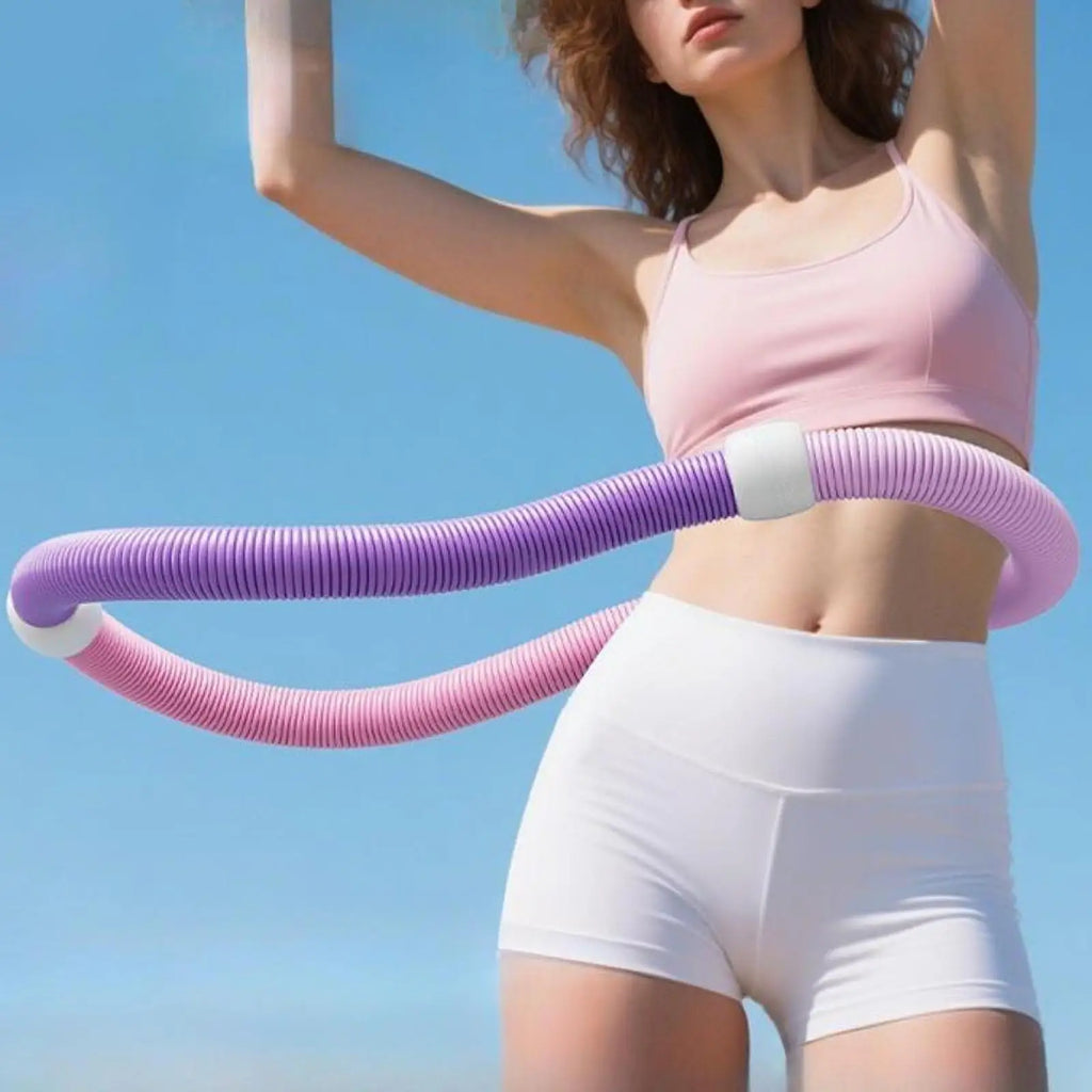 Weighted Hula Hoop – Foldable Portable Fitness Hoop for Beginners, Abs & Core Workout (0.8–1.3 kg)