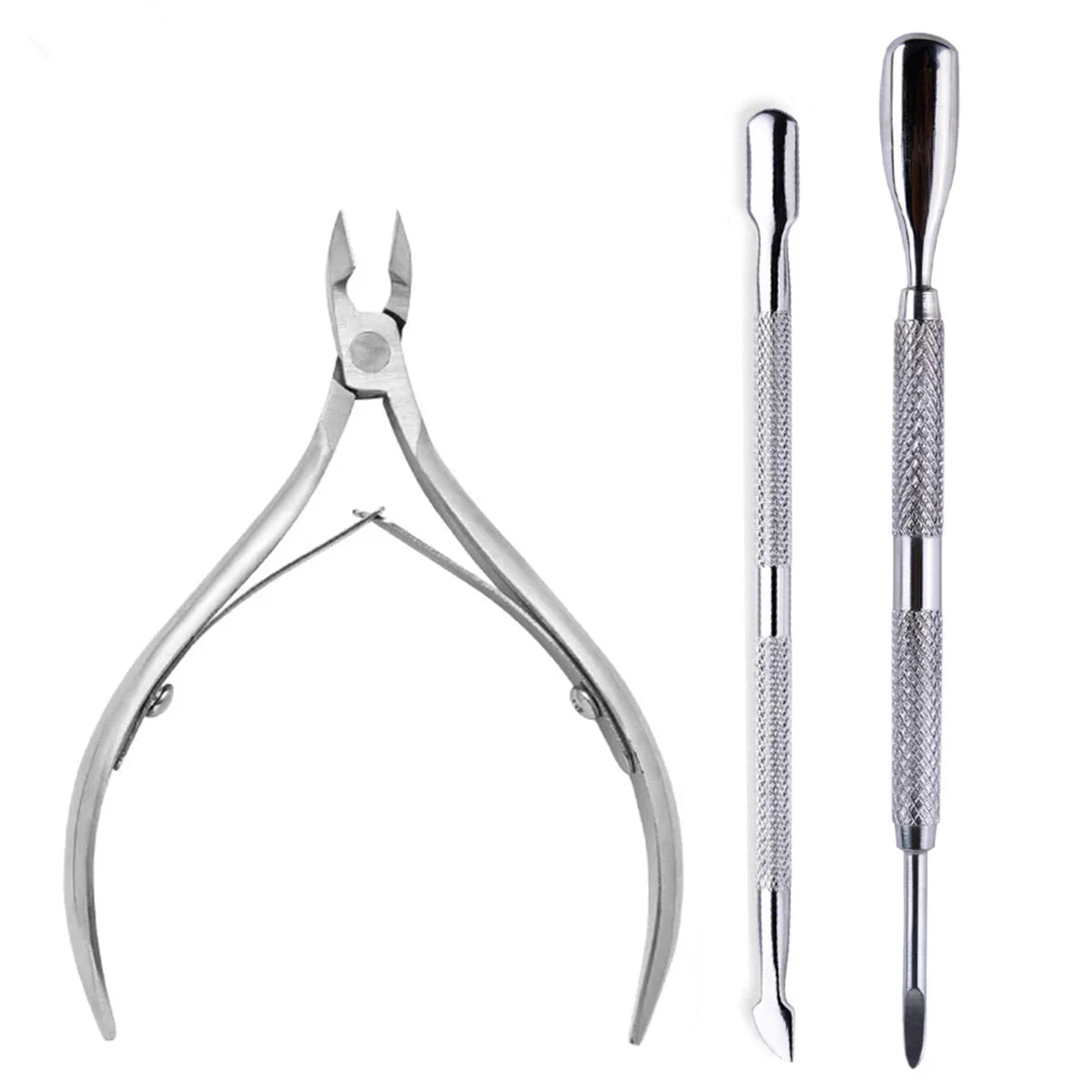 4-Piece Professional Stainless Steel Manicure Kit - Nail Clippers, Scissors, Nippers & Cuticle Pusher