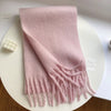 Luxury Cashmere-Blend Winter Scarf for Women – Thick Warm Shawl with Tassels, Soft Fluffy Solid & Plaid