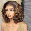 Body Wave Short Bob Wig 13x4 Transparent Lace Frontal, 4/27 Ombre Honey Blonde Brown, 100% Brazilian Remy Human Hair, Pre-Plucked
