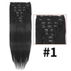 Clip-In Straight Human Hair Extensions 120g 8-Piece 10A Brazilian Remy Virgin Hair – Natural Black, 16–26 in (40–66 cm)