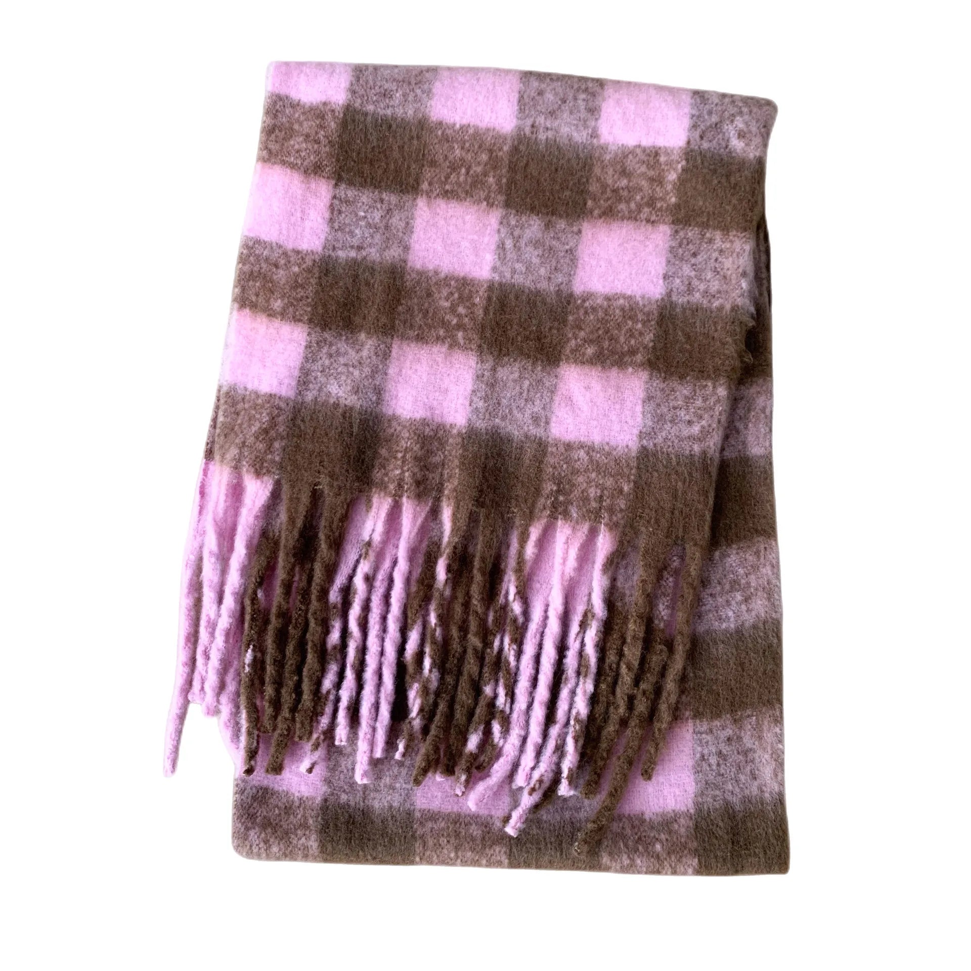 Luxury Cashmere-Blend Winter Scarf for Women – Thick Warm Shawl with Tassels, Soft Fluffy Solid & Plaid