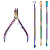 4-Piece Professional Stainless Steel Manicure Kit - Nail Clippers, Scissors, Nippers & Cuticle Pusher