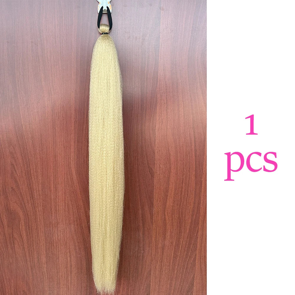 28-Inch (71 cm) Purple Synthetic Straight Braided Ponytail Extension with Elastic Band for Women – Halloween Cosplay