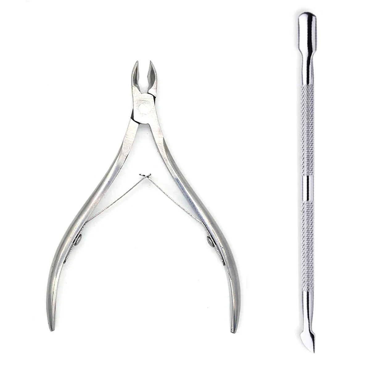4-Piece Professional Stainless Steel Manicure Kit - Nail Clippers, Scissors, Nippers & Cuticle Pusher