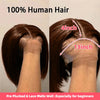 Brazilian Remy Human Hair 13x4 HD Transparent Lace Frontal Short Bone Straight Bob Wig, Chocolate Brown #2, 10-12 in (25-30 cm), 250% Density
