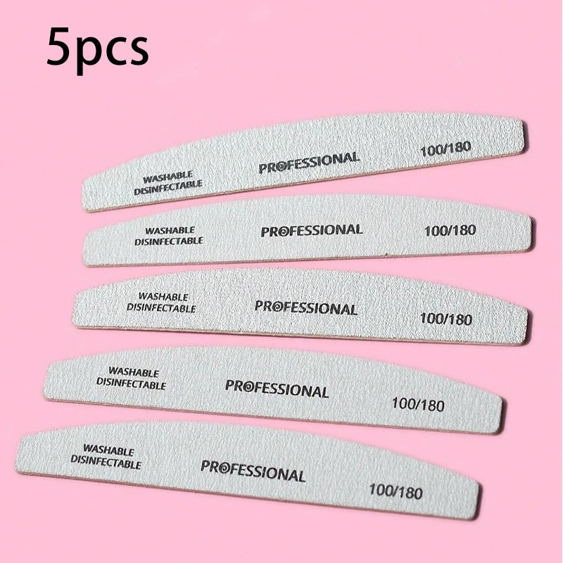 5-Piece Nail File & Buffer Set - Multi-Grit Emery Files for Manicure, Gel & Acrylic