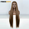 38-Inch (96.5 cm) Straight Synthetic Lace Front Wig – 13x6 Deep Part Ombre Brown-Red-Blonde Highlights for Women, Cosplay