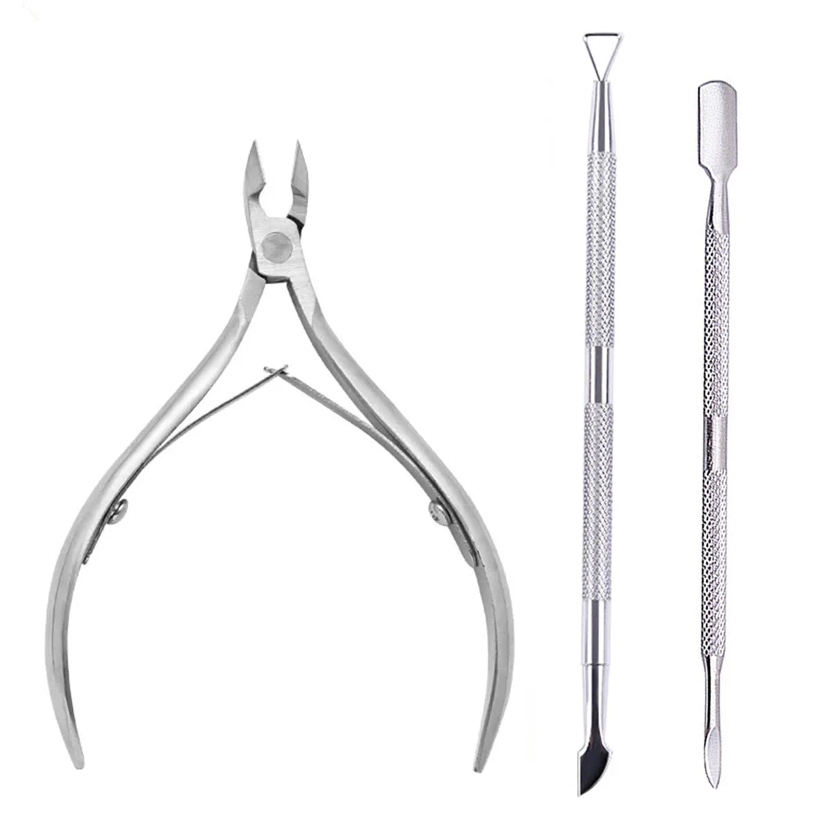 4-Piece Professional Stainless Steel Manicure Kit - Nail Clippers, Scissors, Nippers & Cuticle Pusher