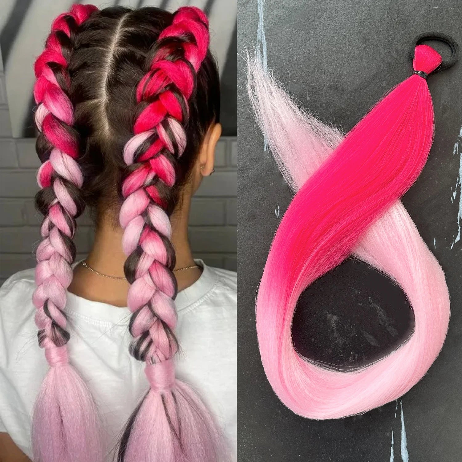 28-Inch (71 cm) Purple Synthetic Straight Braided Ponytail Extension with Elastic Band for Women – Halloween Cosplay