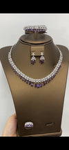 Bridal Cubic Zirconia Jewelry Set – Necklace, Bracelet, Earrings and Ring, 24K Gold/White Gold Plated Geometric Wedding Set