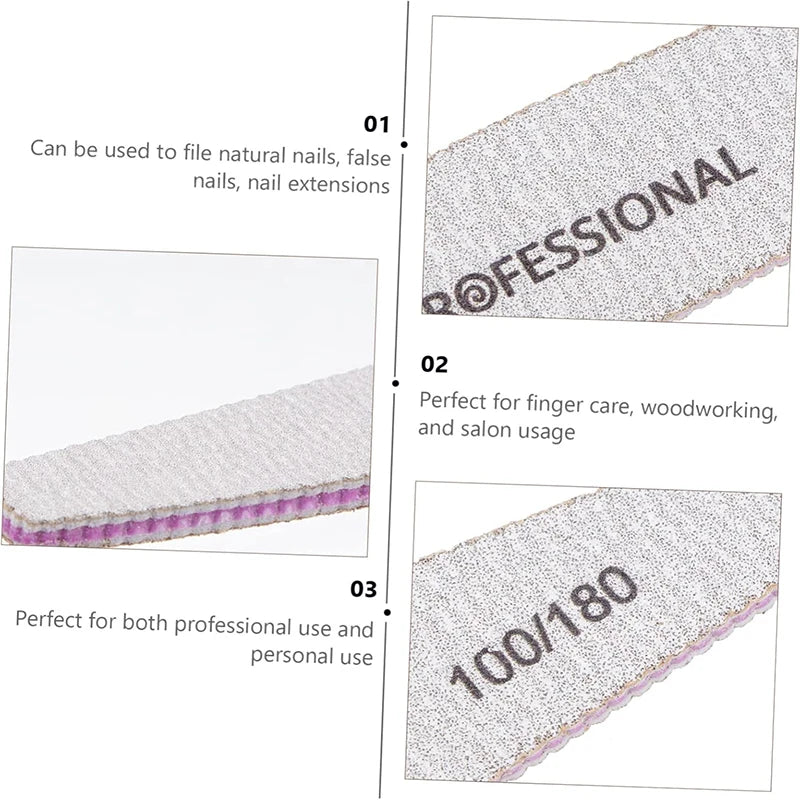 5-Piece Nail File & Buffer Set - Multi-Grit Emery Files for Manicure, Gel & Acrylic