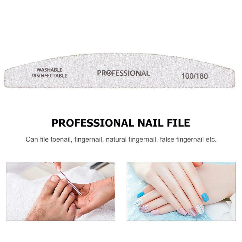5-Piece Nail File & Buffer Set - Multi-Grit Emery Files for Manicure, Gel & Acrylic