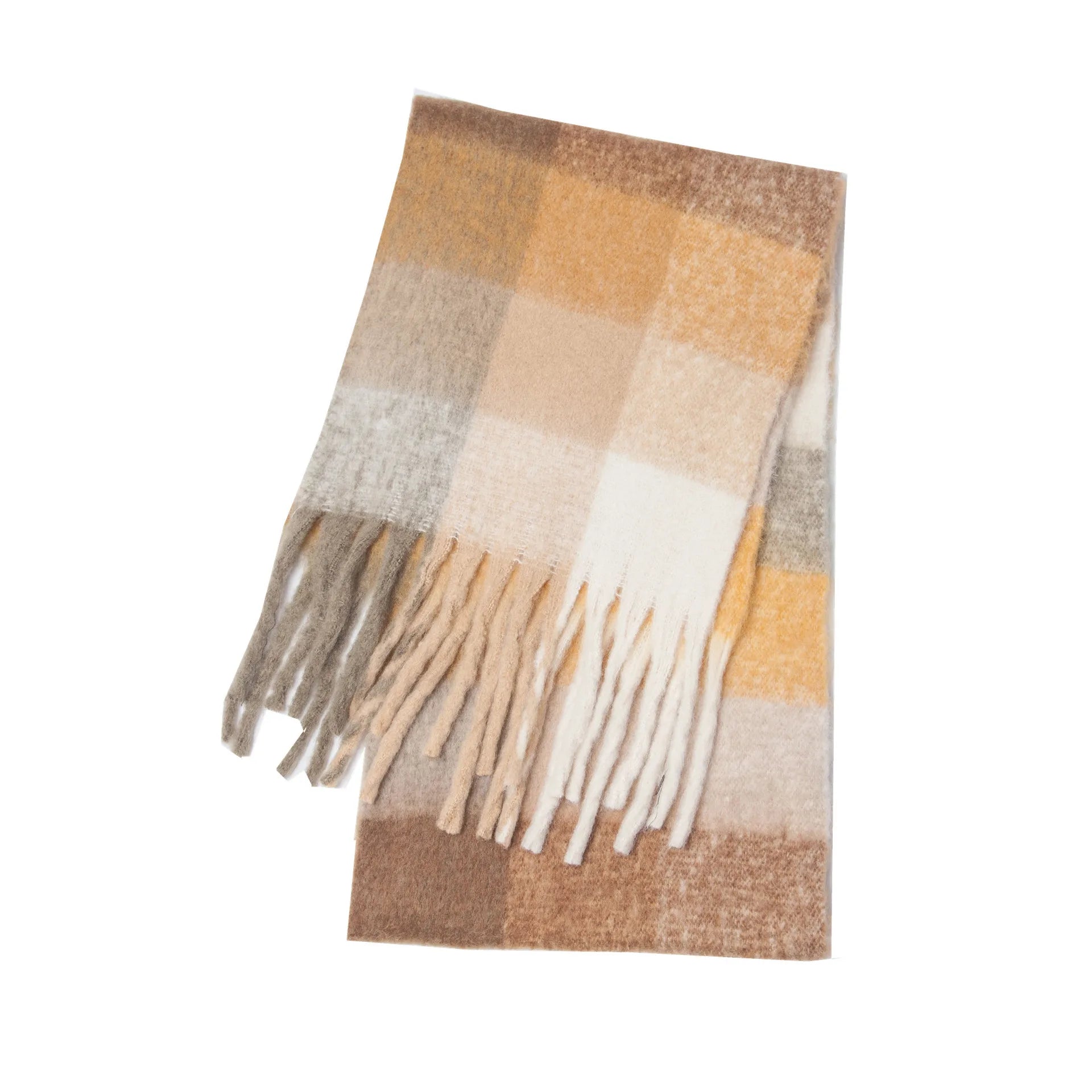 Luxury Cashmere-Blend Winter Scarf for Women – Thick Warm Shawl with Tassels, Soft Fluffy Solid & Plaid
