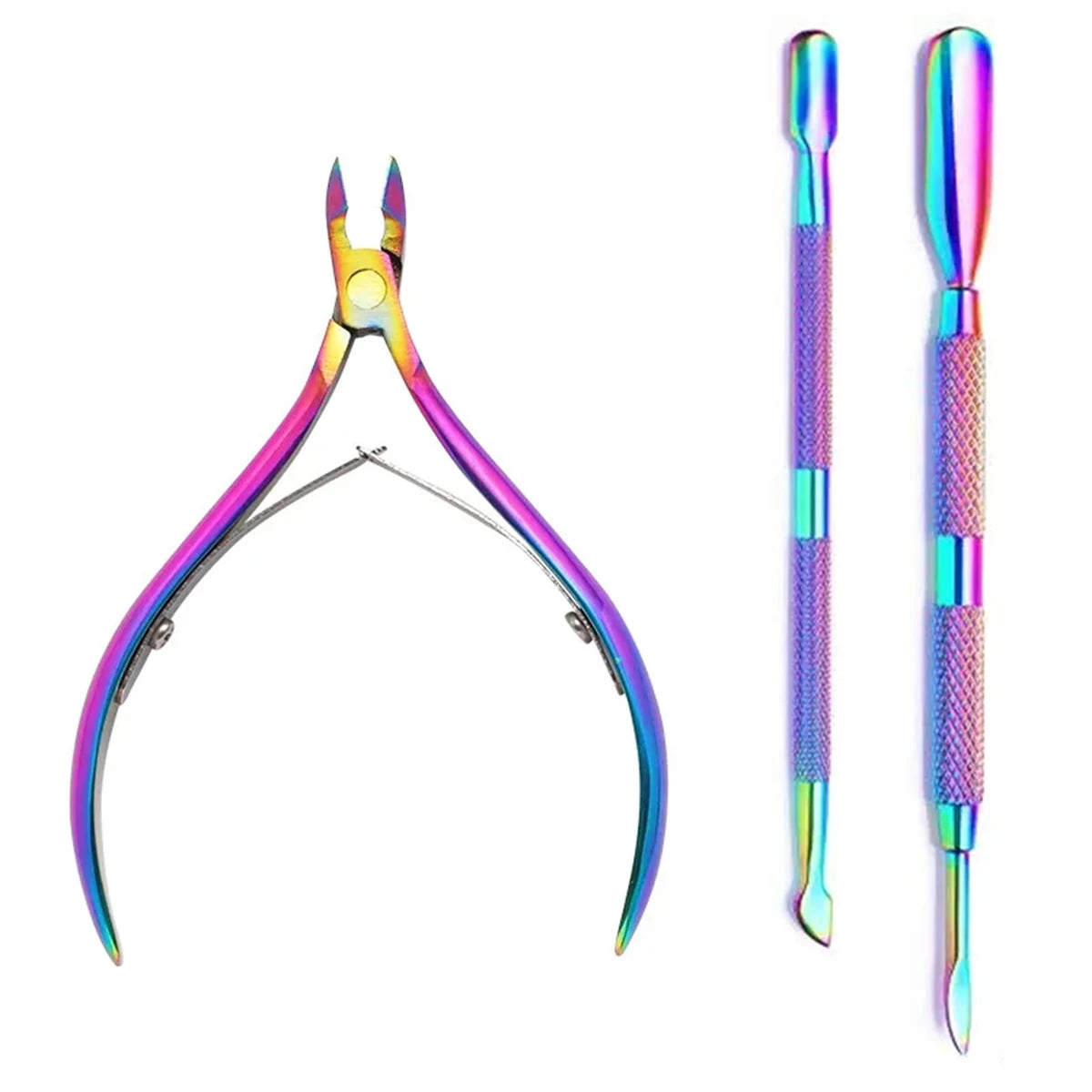 4-Piece Professional Stainless Steel Manicure Kit - Nail Clippers, Scissors, Nippers & Cuticle Pusher