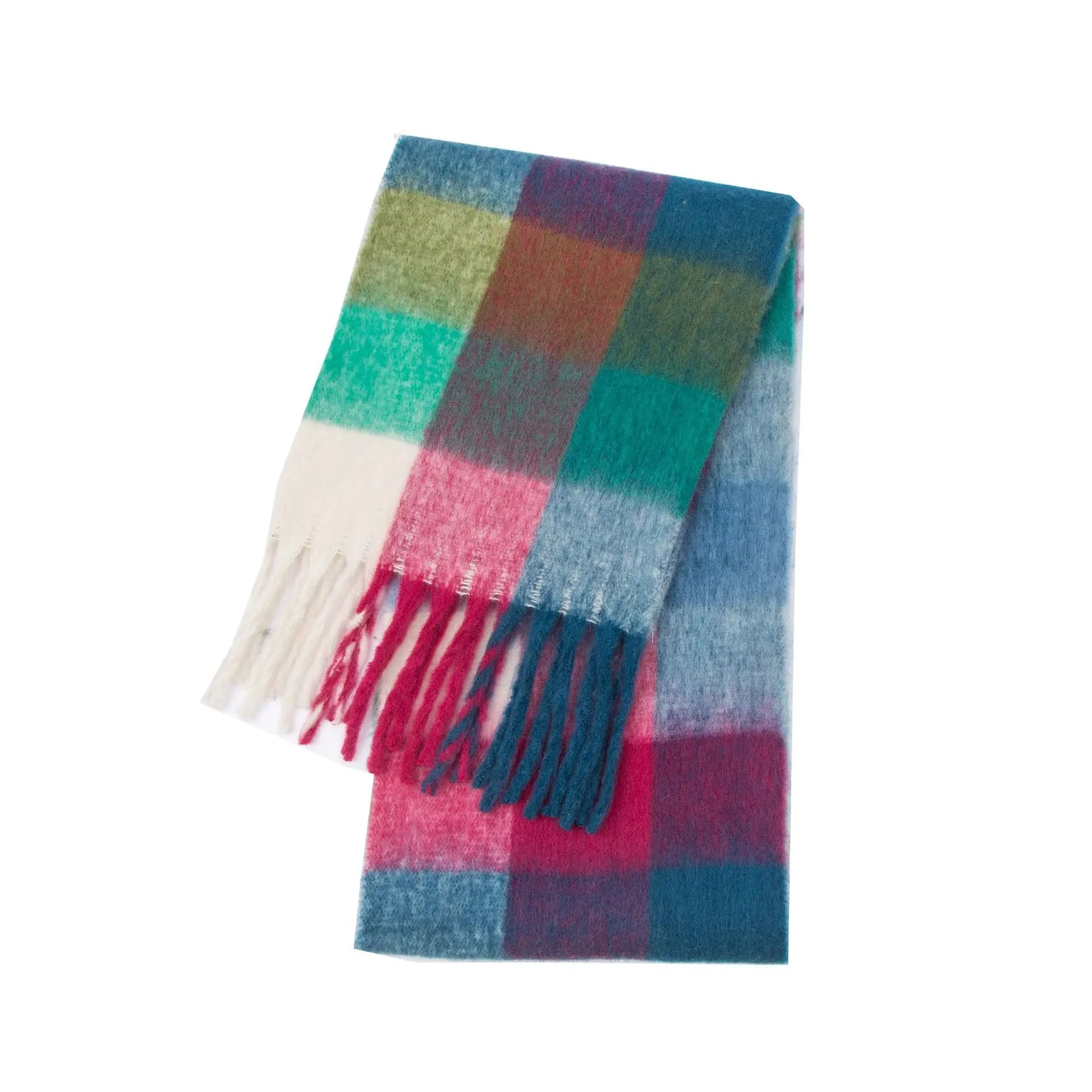 Luxury Cashmere-Blend Winter Scarf for Women – Thick Warm Shawl with Tassels, Soft Fluffy Solid & Plaid