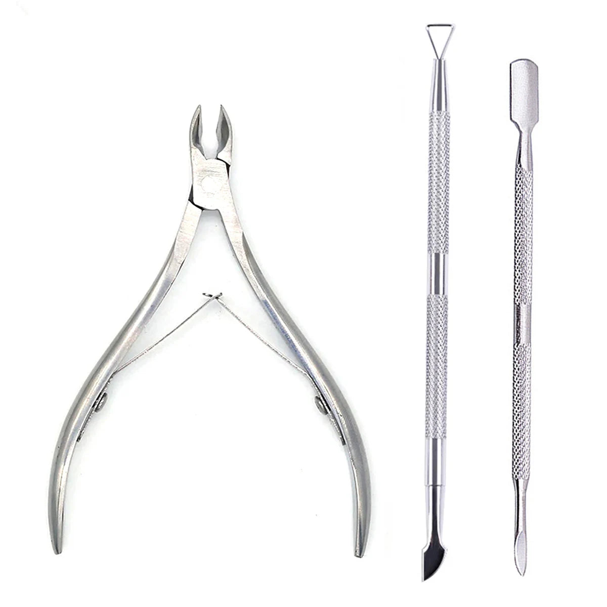 4-Piece Professional Stainless Steel Manicure Kit - Nail Clippers, Scissors, Nippers & Cuticle Pusher