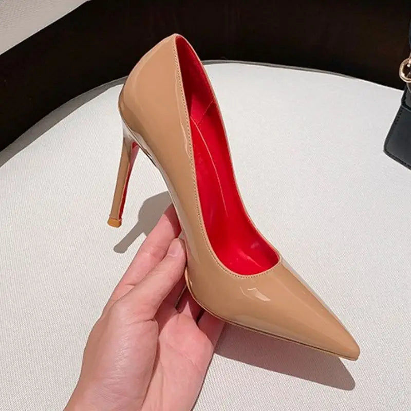 Fonleader Nude Patent Leather D'Orsay Pumps Stiletto Heels (6/8/10 cm | 2.4/3.1/3.9 in) EU 31–43