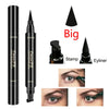 Double-Ended Liquid Eyeliner Pen with Wing Stamp, Waterproof Fast-Dry Black Eyeliner