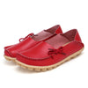 Colorful Split Leather Women's Loafers – Ballet Round Toe Slip-On Flats, PU Insole Casual Shoes, Plus Size 44