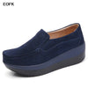 Women's Winter Cow Suede Loafers — Plush Wool-Lined Platform Moccasins, Warm Slip-On Flats