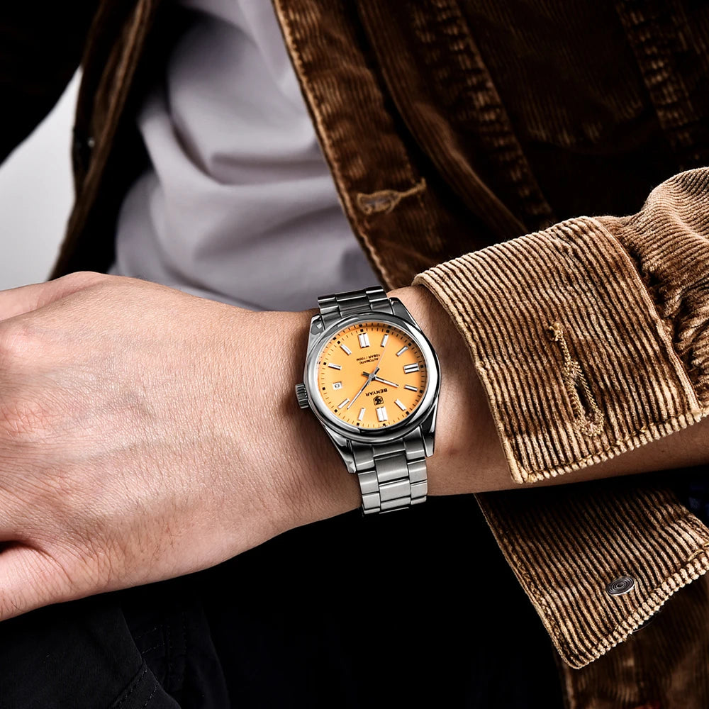 BENYAR Men’s Luxury Stainless Steel Mechanical Automatic Watch – 10 Bar Waterproof Luminous Sports Timepiece