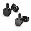 Middle Finger Stud Earrings 2-Pack – Stainless Steel Unisex Punk Black Gold Silver Plated