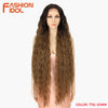 Synthetic Lace Front Wig 42-Inch (105 cm) Ombre Brown Loose Water Wave Curly Heat-Resistant Cosplay Wig
