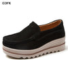Women's Winter Cow Suede Loafers — Plush Wool-Lined Platform Moccasins, Warm Slip-On Flats