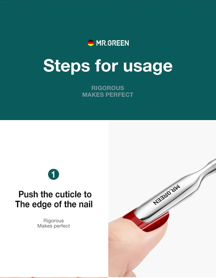 MR.GREEN Professional Stainless Steel Cuticle Nipper & Manicure Scissors — Precision Cuticle Trimmer and Pusher Tool