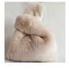 Large Faux Mink Fur Handbag – Plush Corduroy Tote for Women, Warm Fluffy Luxury Purse (35 x 30 cm / 13.8 x 11.8 in)