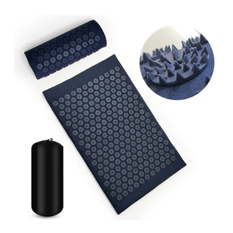 Acupressure Massage Mat & Pillow Set 66 x 42 x 2 cm (26 x 16.5 x 0.8 in) – Spike Yoga & Pilates Cushion for Back Pain Relief Kuznetsov Applicator