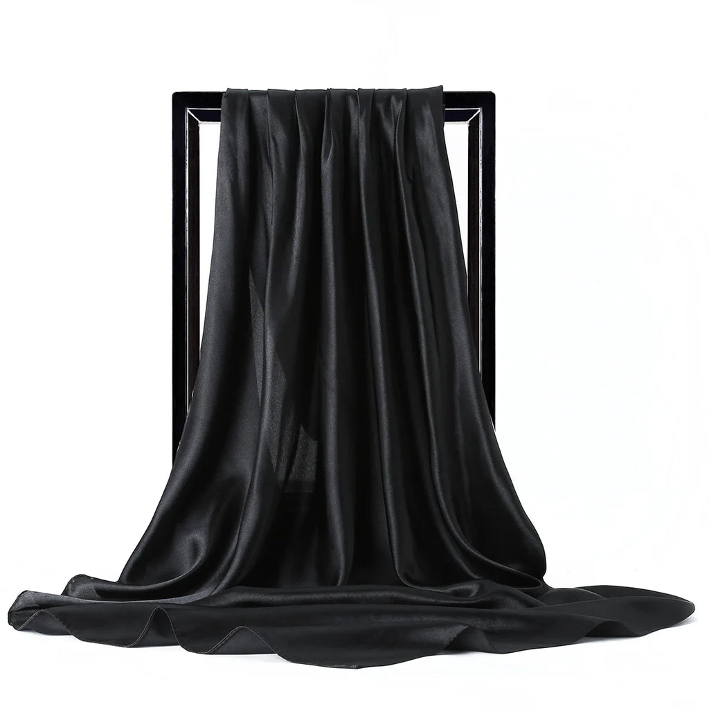 Silk Satin Square Scarf 90 x 90 cm (35.4 x 35.4 in) – Women’s Hijab Shawl Bandana Headscarf Foulard, 28 Colors