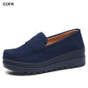 Women's Winter Cow Suede Loafers — Plush Wool-Lined Platform Moccasins, Warm Slip-On Flats