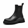 BeauToday Women's Chelsea Ankle Boots - Genuine Cow Leather Platform Boot, Round Toe, Elastic Side, 5 cm (2 in) Heel, Handmade
