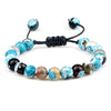 8mm Tiger Eye & Lava Stone Adjustable Braided Bracelet — Unisex Beaded Yoga Healing Energy Bracelet