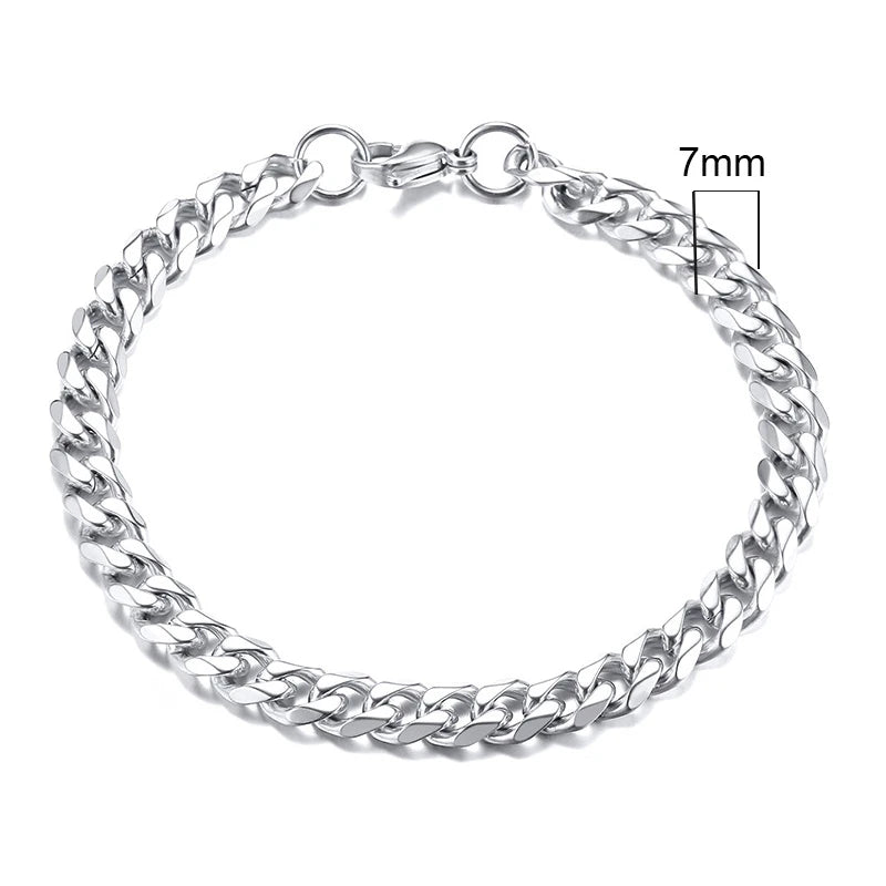 Stainless Steel Cuban (Miami Curb) Bracelet — Chunky 3–11mm Width | 7.1/8.3/9.1 in (18/21/23 cm) Unisex