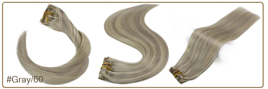 Full Shine Ombre Blonde Remy Clip-In Hair Extensions — 8-Piece Set, 16–22 in (40–56 cm) Seamless PU Weft