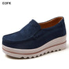 Women's Winter Cow Suede Loafers — Plush Wool-Lined Platform Moccasins, Warm Slip-On Flats