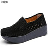 Women's Winter Cow Suede Loafers — Plush Wool-Lined Platform Moccasins, Warm Slip-On Flats