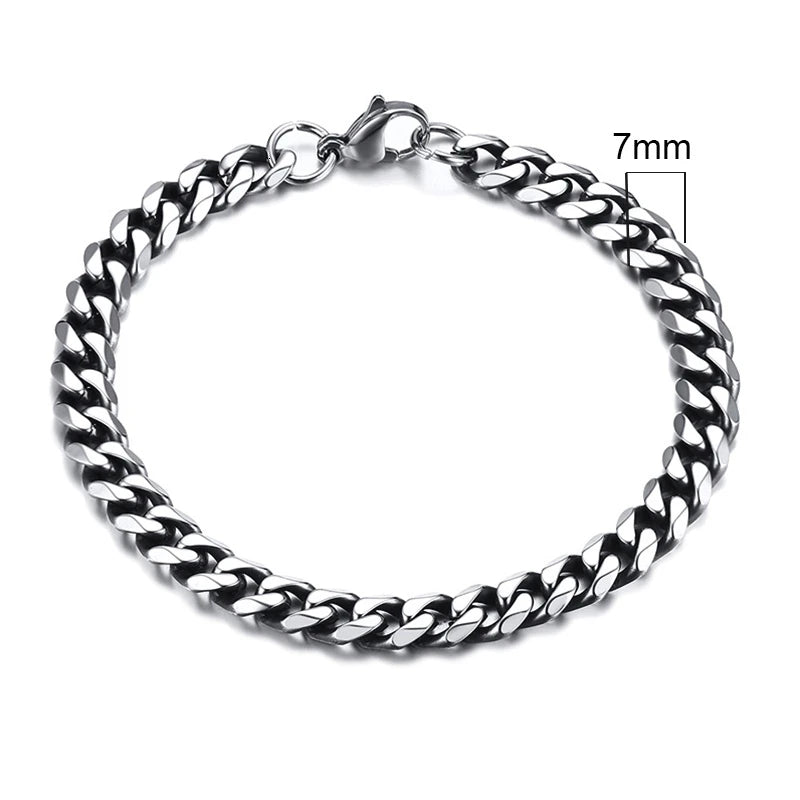 Stainless Steel Cuban (Miami Curb) Bracelet — Chunky 3–11mm Width | 7.1/8.3/9.1 in (18/21/23 cm) Unisex