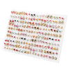100-Pair Acrylic Crystal Stud Earrings Set – Hearts, Stars, Moons, Flowers & Animal Designs for Women & Girls