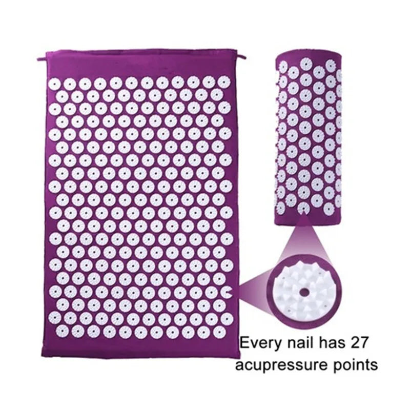 Acupressure Massage Mat & Pillow Set 66 x 42 x 2 cm (26 x 16.5 x 0.8 in) – Spike Yoga & Pilates Cushion for Back Pain Relief Kuznetsov Applicator