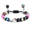 8mm Tiger Eye & Lava Stone Adjustable Braided Bracelet — Unisex Beaded Yoga Healing Energy Bracelet